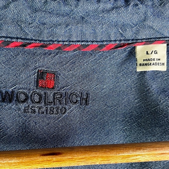 Woolrich Blackwatch Plaid Cotton Flannel Women L Button Down HOLES PAINT STAINED - Picture 9 of 16